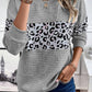 Leopard Quilted Patchwork Crew Neck Sweatshirt