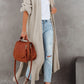 Open Front Side Slit Duster Knit Cardigan