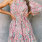 Pink Paisley Print One Shoulder Lace-up High Waist Mini Dress