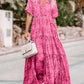 Paisley Print Boho Holiday Ruffle Tiered Maxi Dress