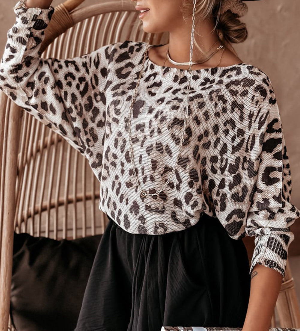 Leopard Long Sleeve Crewneck Sweater