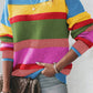 Colorblock Mixed Textured Drop Shoulder Sweater