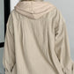 Parchment Drawstring Hooded Corduroy Shacket
