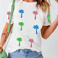 Sequin Coconut Tree Graphic T Shirt