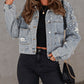 Distressed Pearls Star Cropped Denim Jacket