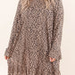 Leopard Plus Size Ruffle Long Sleeve Mini Dress