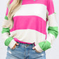 Colorblock Striped Drop Shoulder Long Sleeve Top