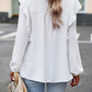 Lace Eyelet Ruffle Shoulder Long Sleeve Blouse