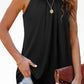 Pleated Round Neck Loose Sleeveless Top