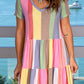 Stripe Color Block Ruffled T-shirt Dress