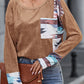 Aztec Print Patchwork Chest Pocket Long Sleeve Top