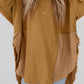 Crinkle Splicing Raw Hem High Low Oversized Blouse