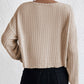 Lettuce Cuffs Drop Shoulder Loose Ribbed Knit Top