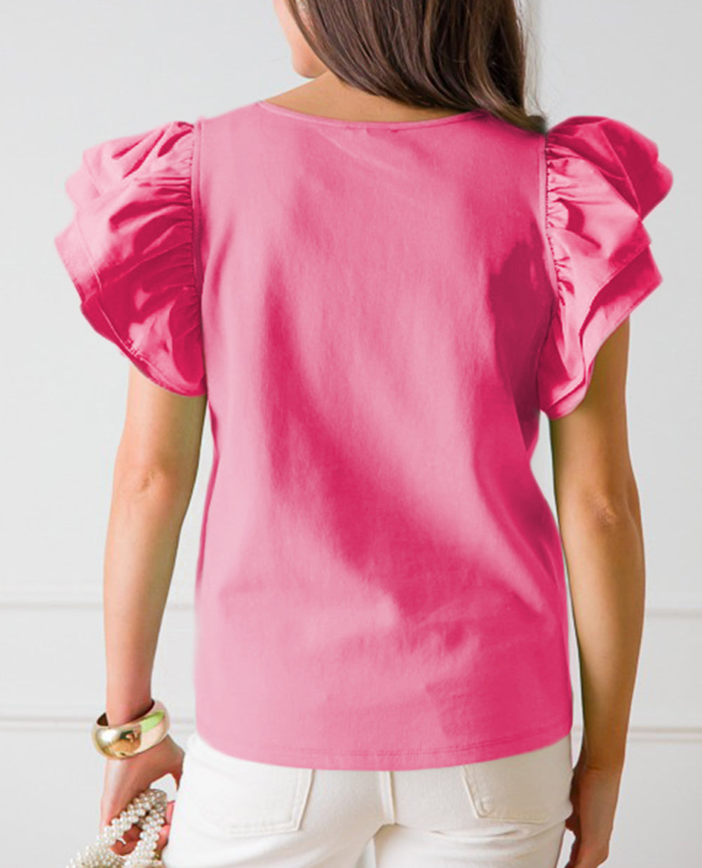 Flutter Sleeve Square Neck Top