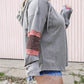Contrast Patched Sleeve Plus Size Hoodie