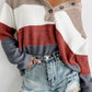 Loose Colorblock Knitted Henley Sweater