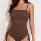 Ribbed Drawstring Sides Cutout One Piece Swimsuit