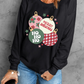 Floral Letter Christmas Ball Printed Crewneck Pullover Sweatshirt