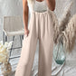 Wide Strap Ruched Knot Back Wide Leg Overall