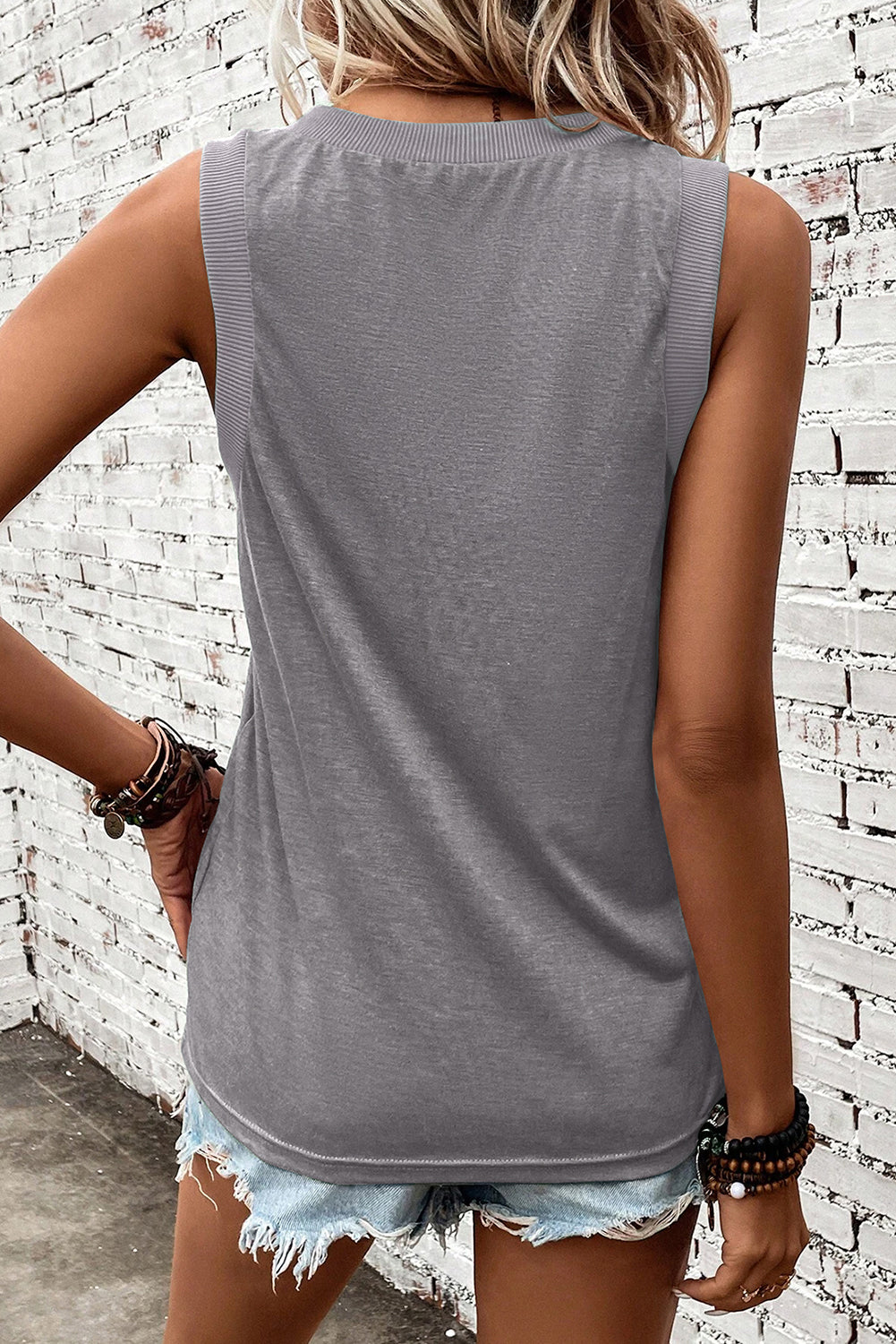 Ribbed V Neck Tank