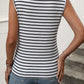 Striped V Neck Buttoned Tank Top