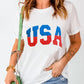 USA Star and Striped Embroidered Crewneck Graphic Tee