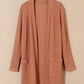Waffled Knit Thumb Sleeve Pocketed Cardigan