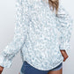 Printed Long Sleeve V-Neck Drawstring Shirt