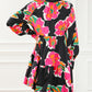 Frill Collar Split Neck Long Sleeve Floral Dress