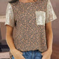 Print Sequin Patchwork Short Sleeve T Shirt
