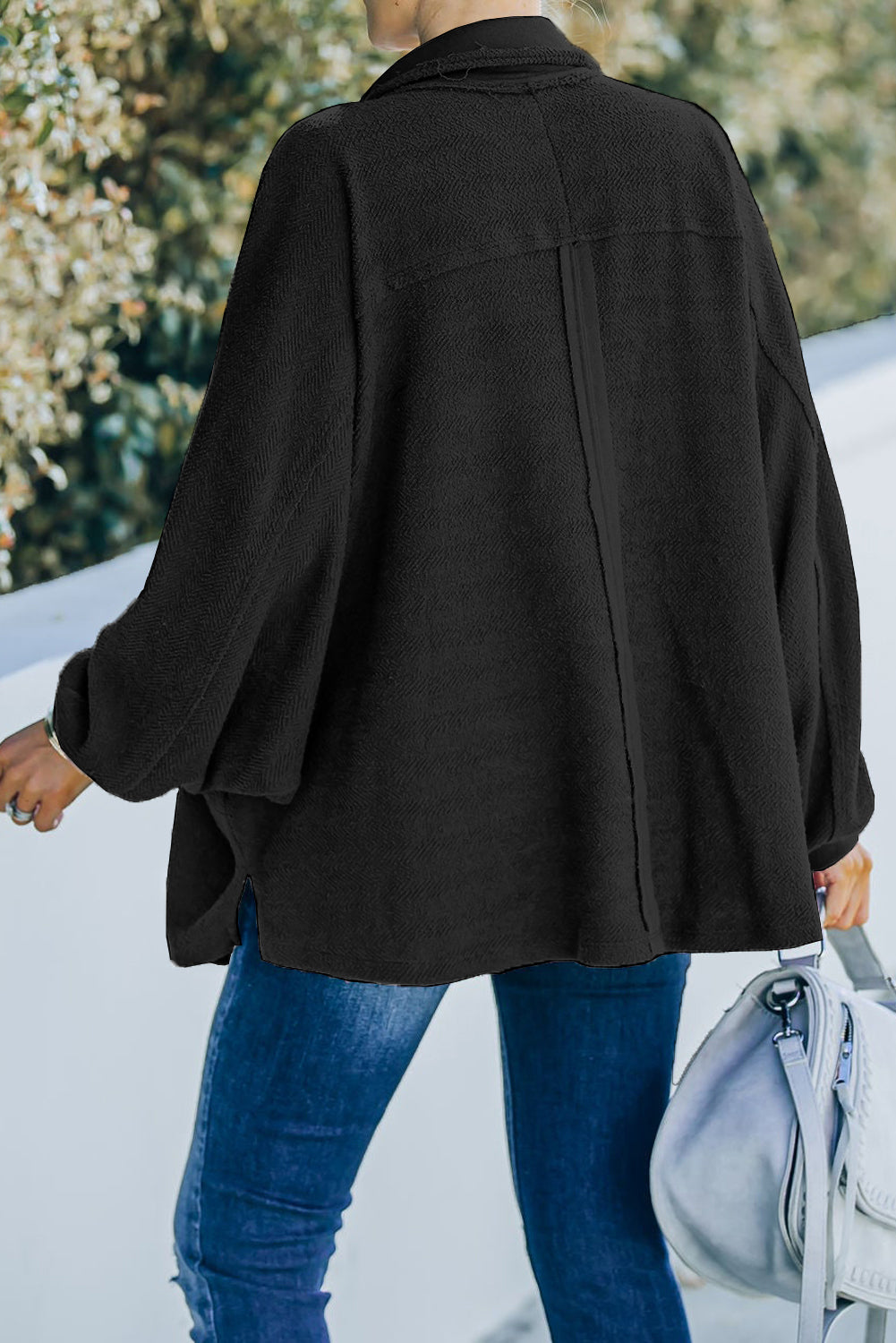 Plus Size Long Sleeve Flap Pocket Henley Top