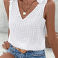 Lattice Texture Bowknot Shoulder V Neck Tank Top