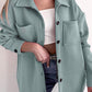 Solid Color Pocketed Button up Long Sleeve Shacket