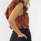 Sandalwood Ruffle Trim Sleeveless Blouse