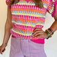 Multicolor Flutter Sleeve Knitted Sweater Top
