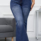 Plus Size Stitching Washed Flare Jeans