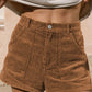 Vintage Elastic Waist Back Pocketed Corduroy Shorts
