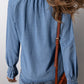 Frilled Raw Hem Half Buttoned Denim Top