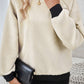 Color Block Edge Raglan Sleeve Crew Neck Textured Top