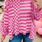 Patchwork Lantern Sleeve Pocketed Blouse