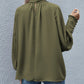 Frilled Knotted Mock Neck Bishop Sleeve Blouse