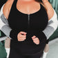 Plus Size Zipper Front Racerback Ribbed Tank Top