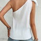 Textured Bowknot One Shoulder Tank Top
