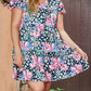 Ric-rac Trim Short Sleeve Flared Plus Size Floral Dress
