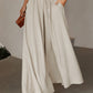 Drawstring Smocked High Waist Wide Leg Pants