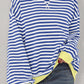 Stripe Oversized Contrast Trim Pullover Sweatshirt