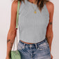 Rib Knit Crew Neck Sleeveless Crop Top