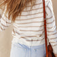 Cowl Neck Striped Print Drop Shoulder Sweater