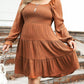 Plus Size Smocked Ruffled Sleeve Tiered Mini Dress