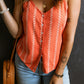 Chevron Stripe Print Buttoned V Neck Cami Top
